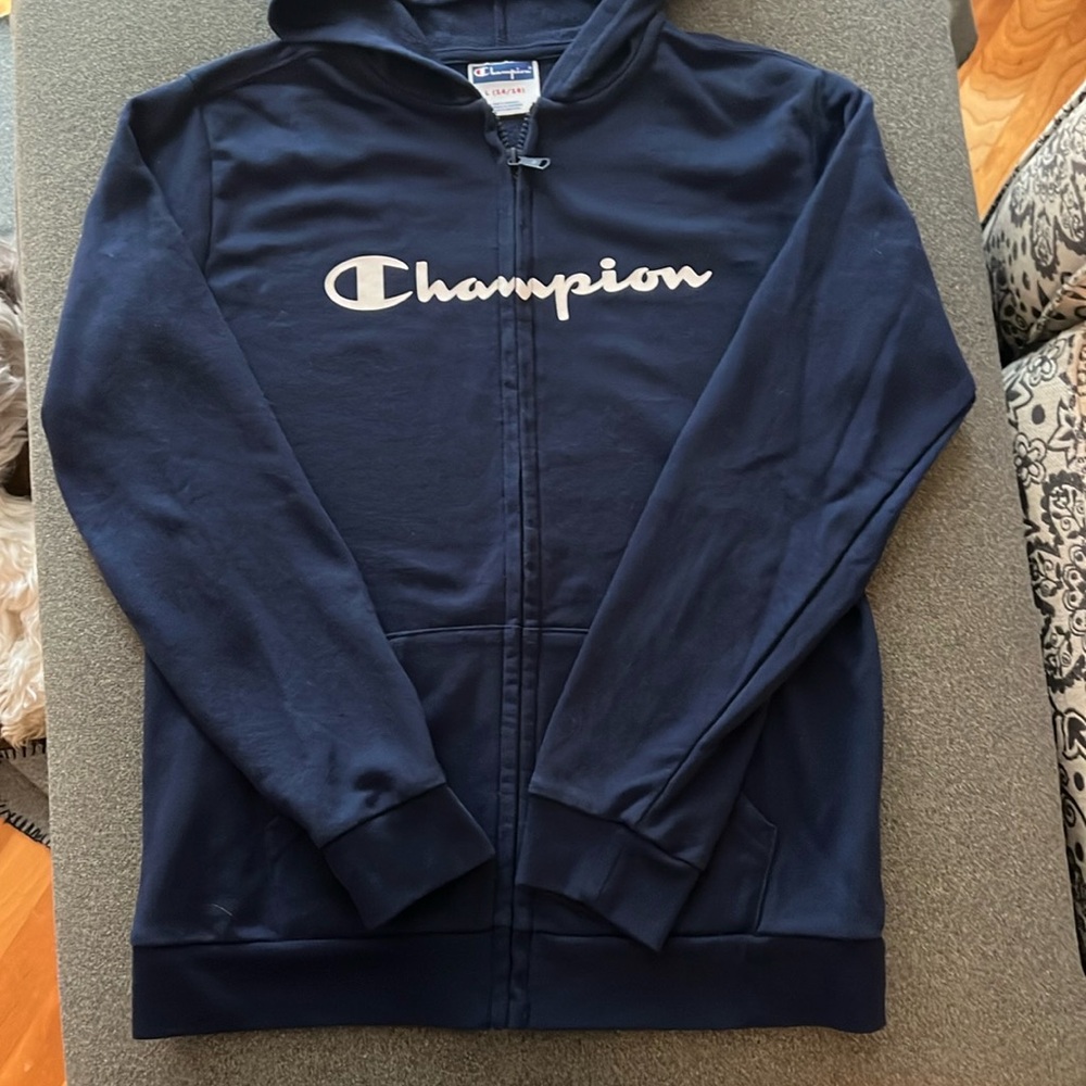 Champion navy zip up hoodie - Youth Large (14/16)
